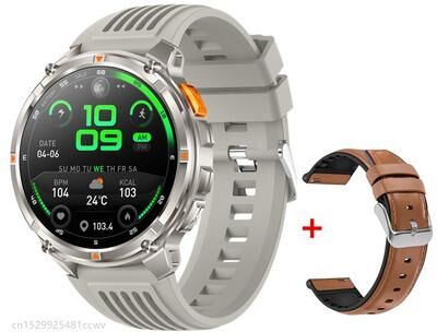 Smart Shopping Spot HT33 Outdoor Smart Watch With Bluetooth Calling Smartwatch, LED Flashlight & Long Battery brown Leather