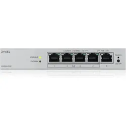 Zyxel GS1200-5HPV3 5-Port Gigabit PoE+ web/smart managed (5 Ports), Netzwerk Switch, Grau, Silber