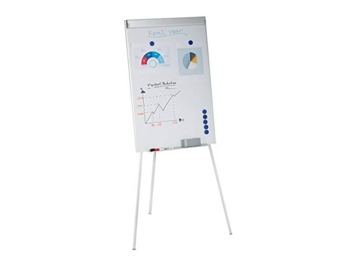 Relaxdays Tableau Blanc\, magnétique\, Hauteur réglable\, trépied\, Rangement stylos\, Cadre en alu\, HxL: 90 x 60 cm\, Blanc