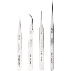 Toolcraft, Pinzette, Edelstahl-Pinzetten-Set 4tlg