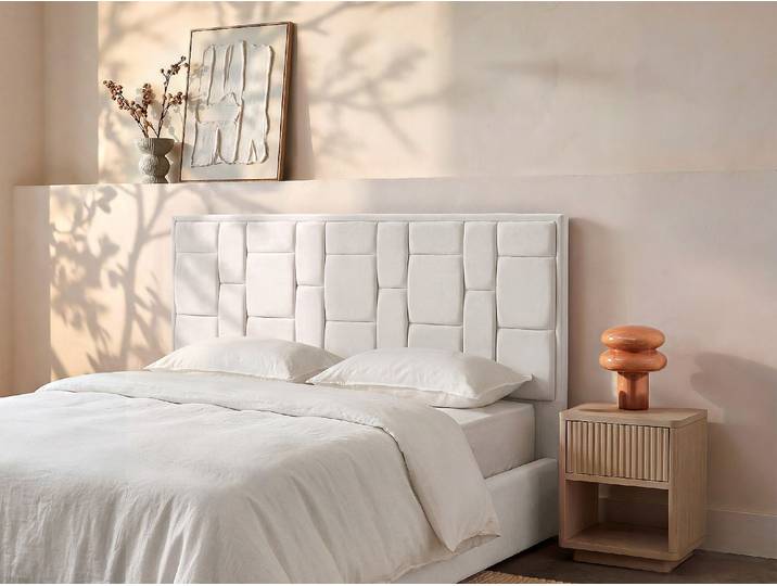 Bettkopfteil - 160 cm - Samt - Beige - HERMINE