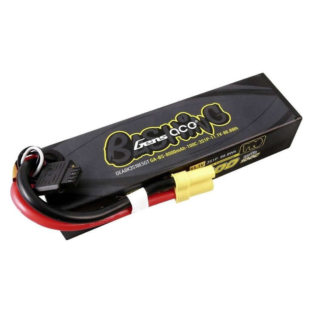 Gens Ace G-Tech 8000mAh 11.1V 100C 3S1P Lipo Battery Pack with EC5-Bashing Series (8000 mAh, 11.10 V) (GEA8K3S10E5GT)