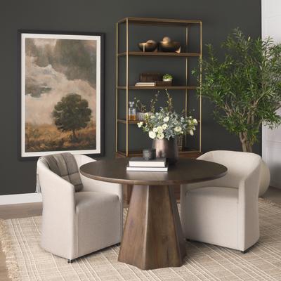 Mercana Baron Light / Dark Brown Wood w/ Antiqued Aged Brass Metal 2-Door / 4-Door Open Shelving Unit