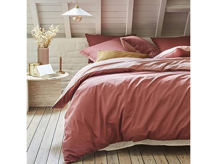 Housse de Couette en Coton Bicolore\, Bons Jours\, Etincelle Rose\, 240x220 cm\, Essix