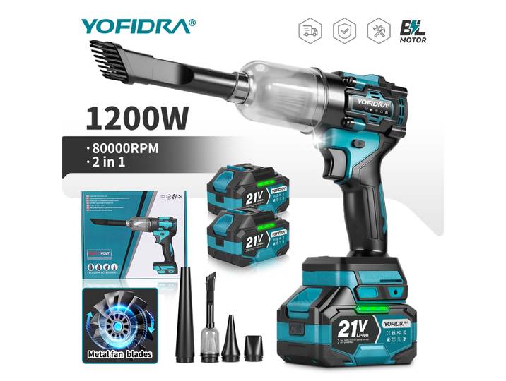 YOFIDRA 1500W ventilateur Turbo électrique sans brosse ventilateur de feuilles portatif outil de soufflage de poussière pour broches de batterie Makita 18V