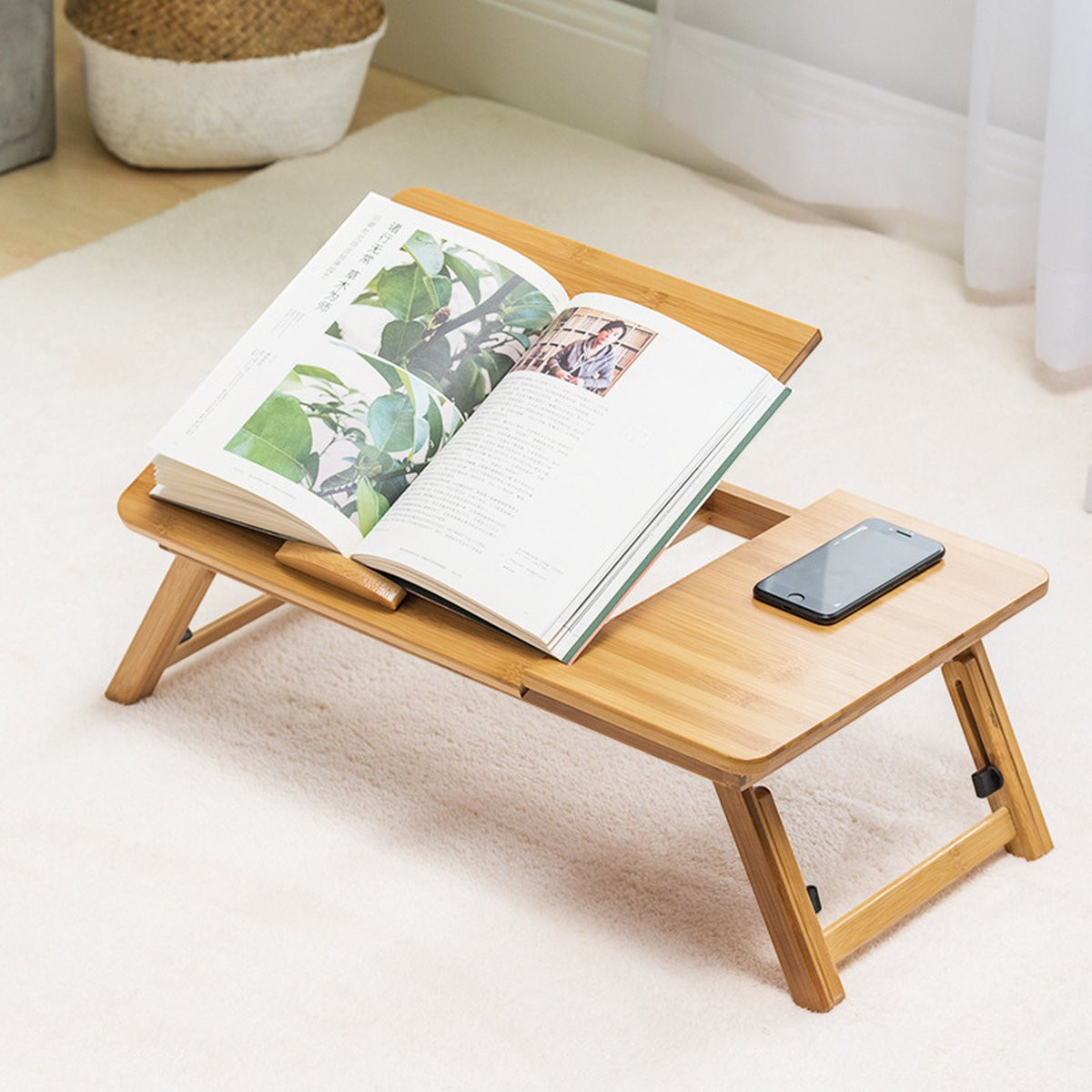 Multifunctionele Bamboe Tafel - Opvouwbare en Verstelbare Tafel voor als Laptopstandaard, Tekentafel of Ontbijtblad