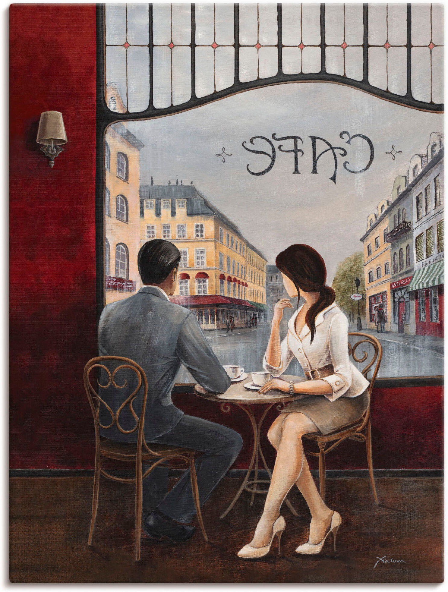 Wandbild ARTLAND "Café", rot (farbe bild(er): rot), B:30cm H:40cm, Bilder, Wandbild, als Alubild, Leinwandbild, Poster in verschied. Grössen farbe bild(er): rot B/H/T: 30cm x 40cm, Leinwandbild Restaurant & Cafés, 1 Stk.