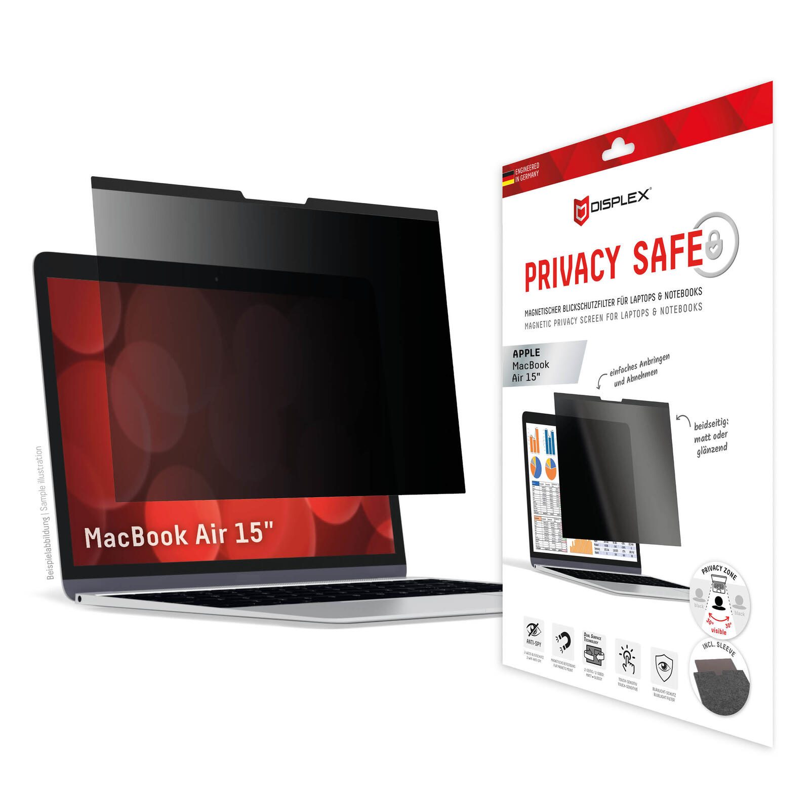 DISPLEX PRIVACY SAFE Magnetischer 2-Wege Blickschutzfilter für MacBook Air 15‘‘ 1867