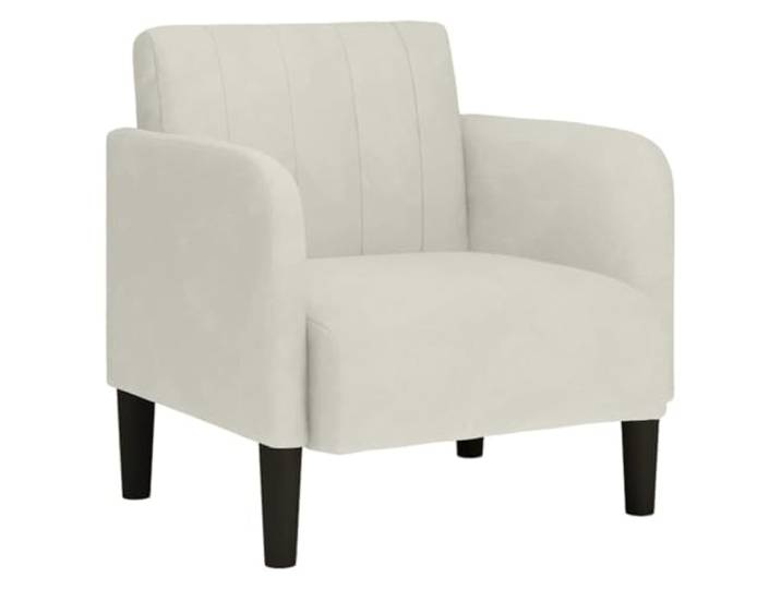 Sessel mit Armlehnen Creme 54 cm Samt Samtstoff, Sperrholz-Armlehnen, Schaumstoff und Feder, Wohnzimmer, Schlafzimmer, Arbeitszimmer, Empfangsbereich