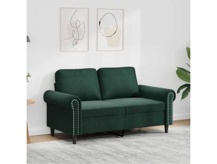 HEFZGDB 2-Sitzer-Sofa Dunkelgrün 120 cm Samt Modernes Wohnzimmer Polstermöbel mit Metallgestell Bequeme Sitzfläche Luxuriöser Stoff Sofa Gemütliches Relaxen Stabiles Design