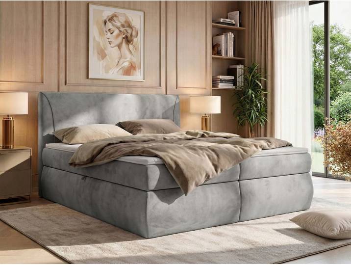 MKS MÖBEL Boxbett TARENZA (Boxspringbett - set, Doppelbett, Gepolstertes Kopfteil, Schaum Topper), inkl. Bettkasten und Topper, Bonell-Federn