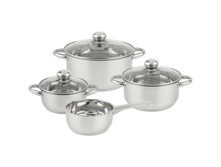 Boxxx Kochtopfset, Edelstahlfarben, Metall, 4-teilig, 16 cm, 1.0 l,2.5 l,1.0 l,4.0 l, Lfgb, Messskala, Kochgeschirr, Töpfe, Topfsets