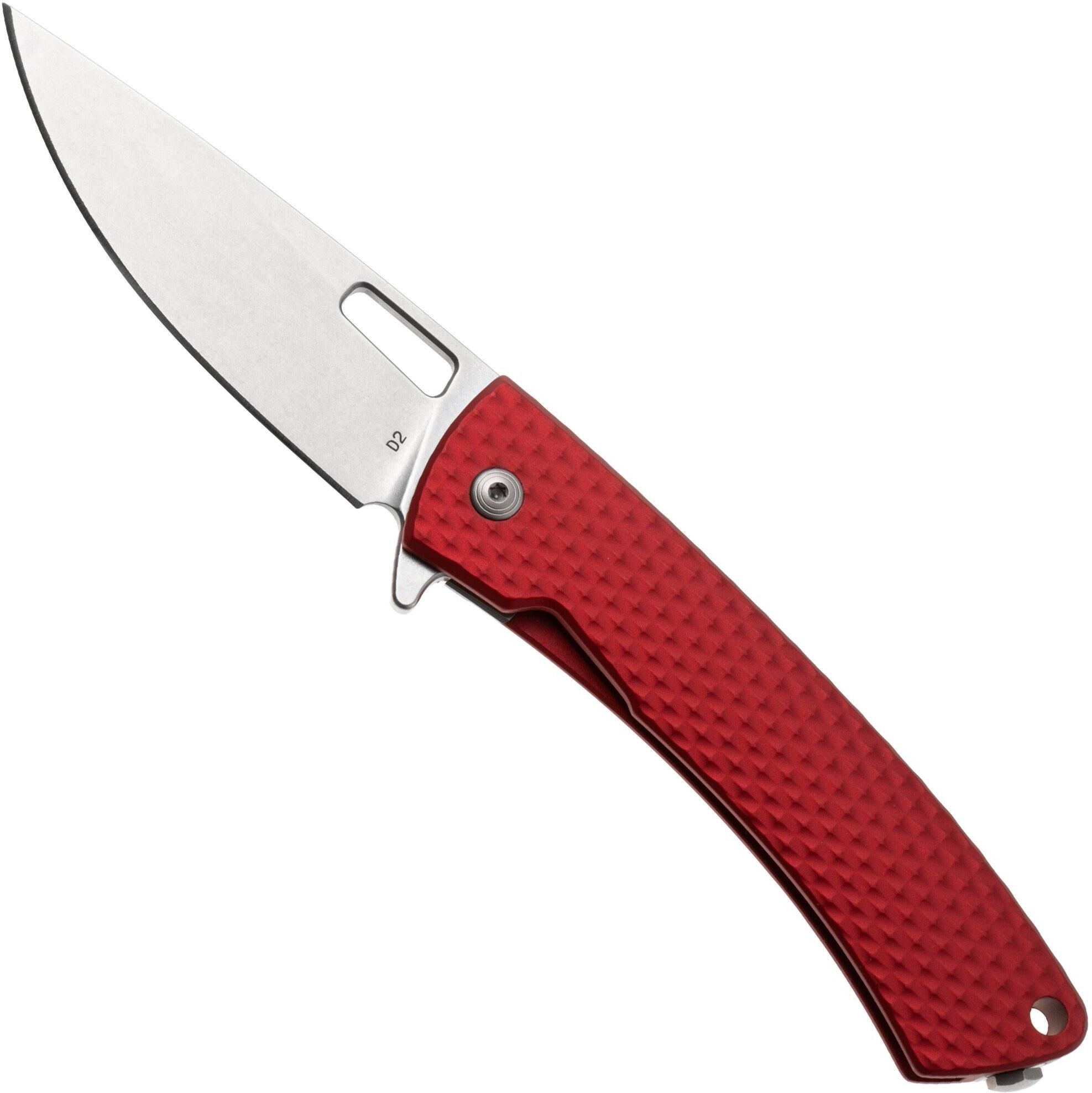 DPx Gear DPx Aculus DPACF055, Stonewashed D2, Diamond Red Aluminum coltellino tascabile