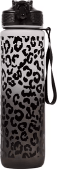 Inspire Picks 1 Liter Leopard Print Sports Water Bottle Leak Proof Large Capacity Gym And Travel Bottle white Black 1000ml