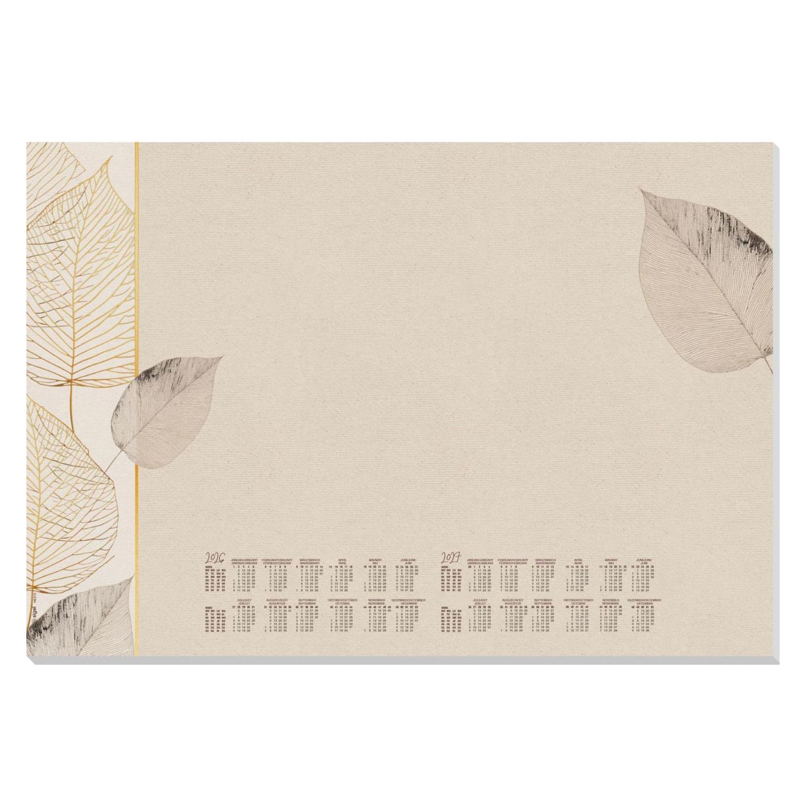 Sigel Schreibtischunterlage Natural Leaves 2026/2027 creme Papier 59,5 x 41,0 cm, 30 Blatt (59.50 x 41 cm) (H6315)