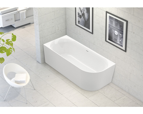 OTTOFOND Badewanne Afinar Corner 80 x 180 cm rechte Ecke abgerundet weiß glänzend 703944