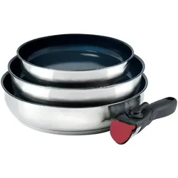 Qdesign 195-002 Pfannen-Set 3teilig, Pfannenset + Topfset, Schwarz, Silber