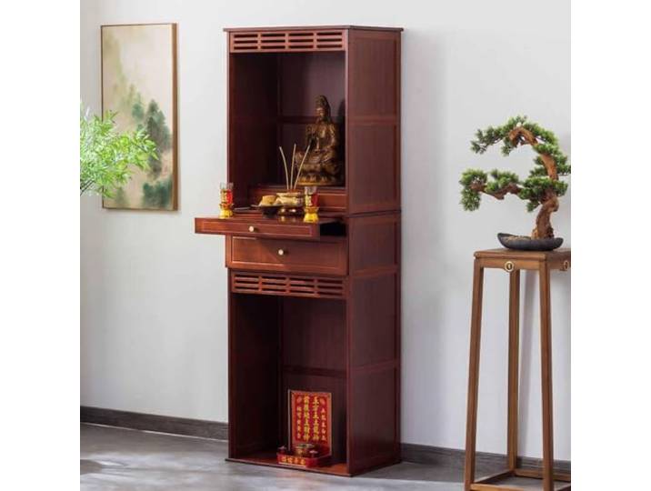 Buddhistischer Altarschrank, Bambus-Altartisch, Persönlicher Schrein Meditationstisch Altar, Pooja-Schrank，Chinesischer Buddhistische Nische Puja-Tisch,mit Schublade,Heim-Opferschrank