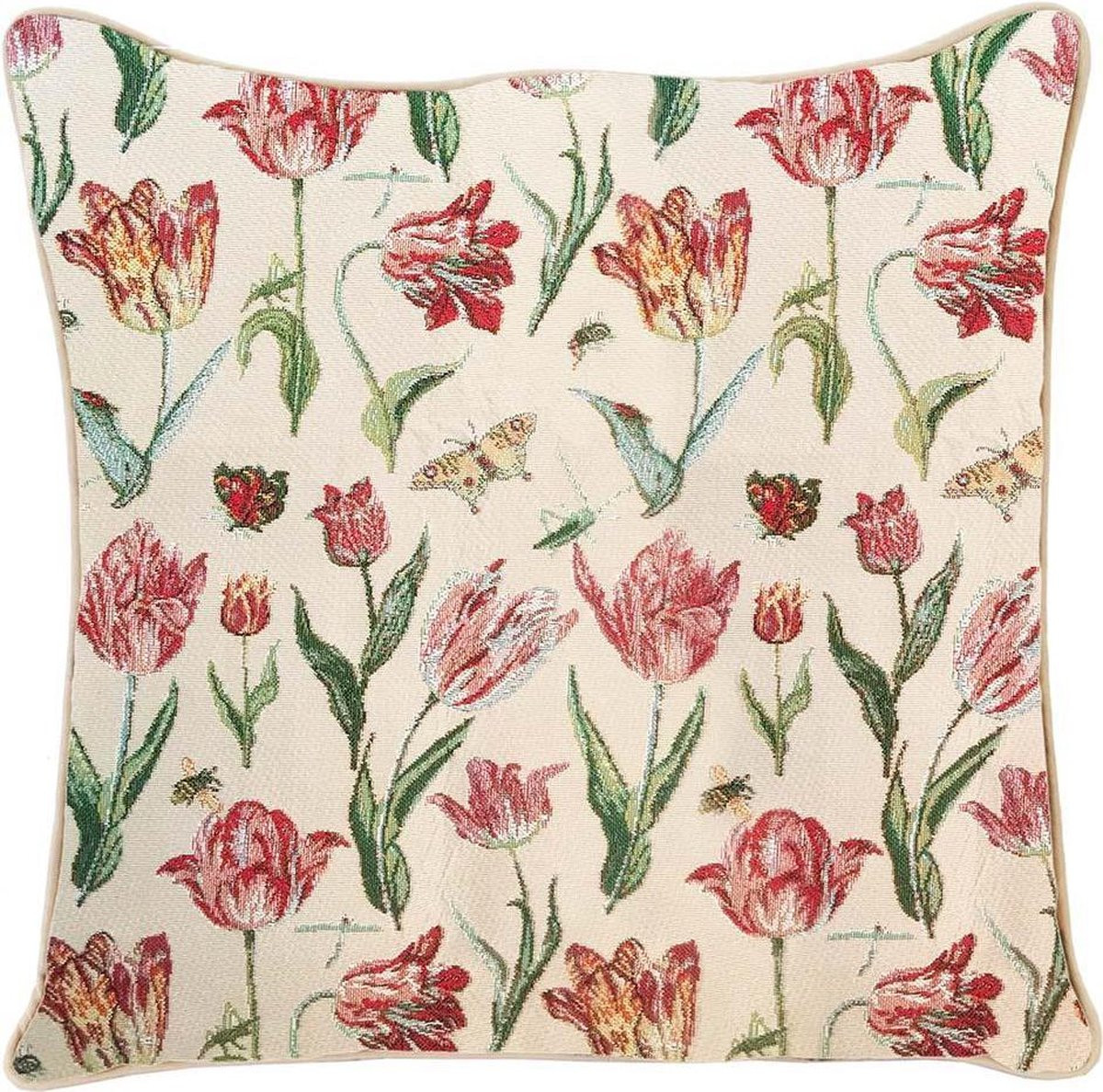 Signare Kunst kussenhoes Jacob Marrel Tulp - creme achtergrond