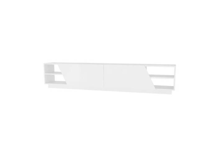CALICOSY - Meuble TV 4 étagères 2 portes L240 cm - Rhodes - Blanc