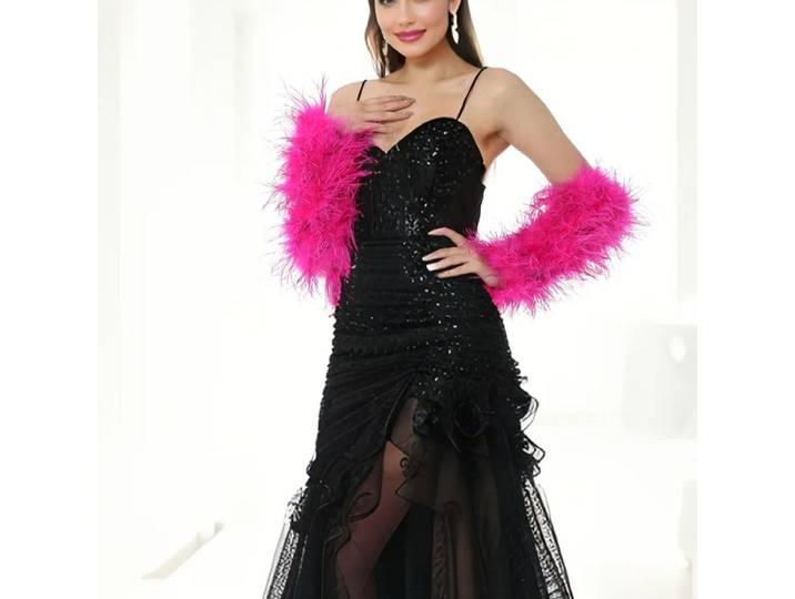 Manchettes en plumes d'autruche pour fête, accessoire de mode luxueux et duveteux, effet peluche pêche, longueur 30 cm 22A0622