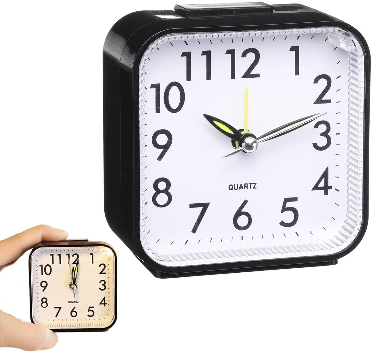 Mrilary Kleine Analoge Reiswekker Zwart - Stille Tafelklok zonder Getik