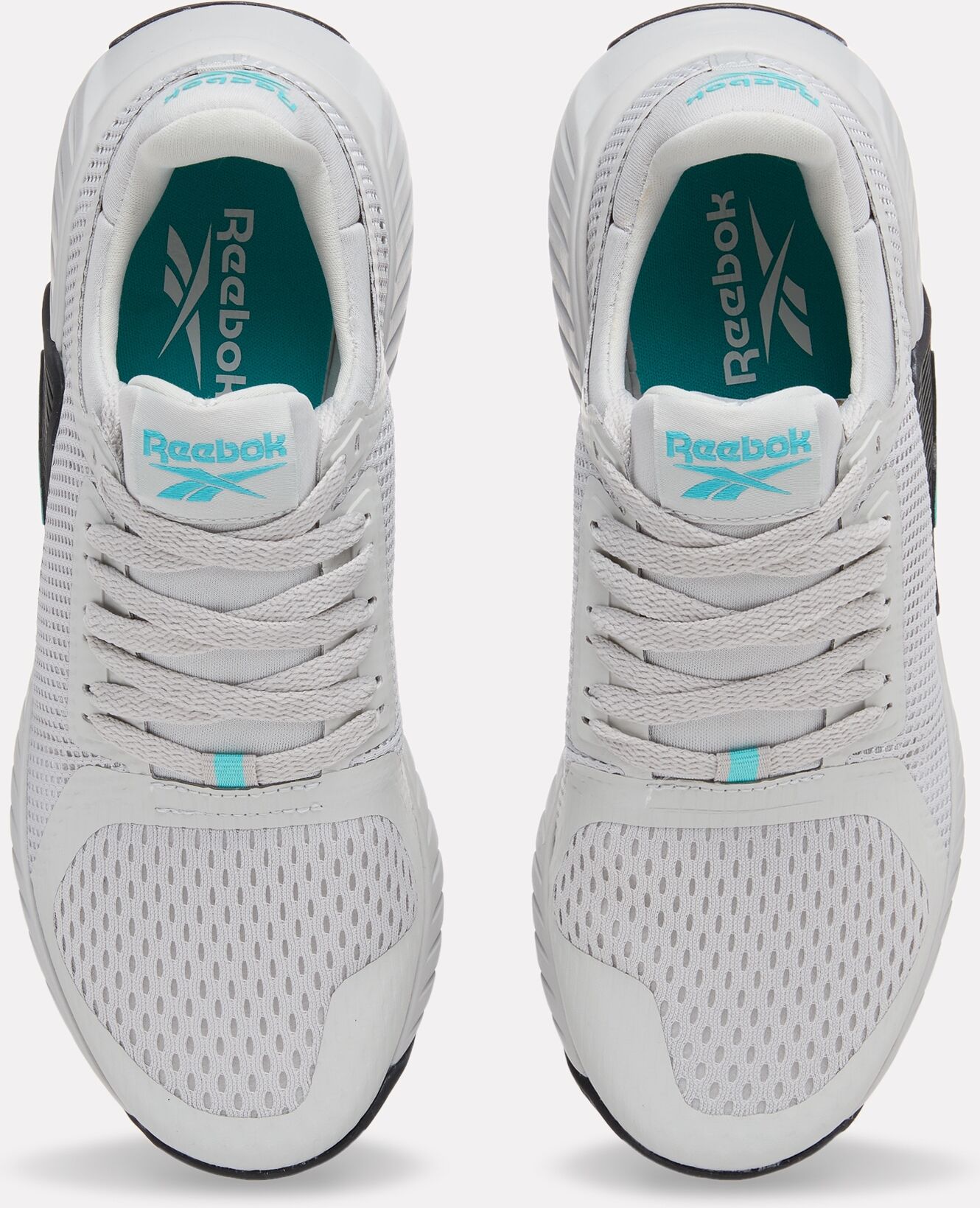 Trainingsschuh REEBOK "FLIP CHARGE", Damen, Gr. 38, weiss (new grau 1, twisted turquoise, schwarz), Synthetik, Textil, Schuhe Trainingsschuh, ideal für Gym und Fitnessstudio new grau 1, twisted turquoise, schwarz 38
