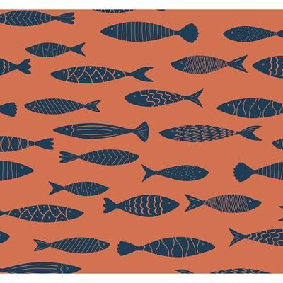 Seabrook Designs Bay Fish Unpasted Wallpaper