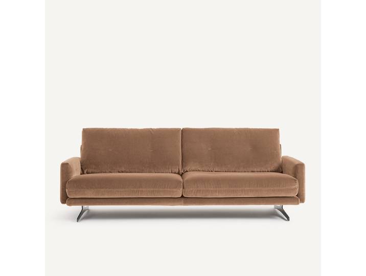 AM.PM Canapé en velours, DELICATO 3 Places Beige Ficelle