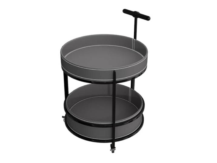 ROHCGHC Beistelltisch, Runder Beistelltisch aus Metall mit 2 Ebenen, Tabletttisch(/Gray)