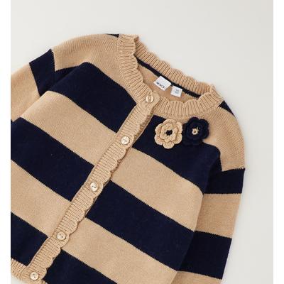 Cardigan IDO "BABY GIRL KNITWEAR", Mädchen, Gr. 110, beige, 55% Baumwolle, 40% Polyamid, 5% Wolle, Strickjacken