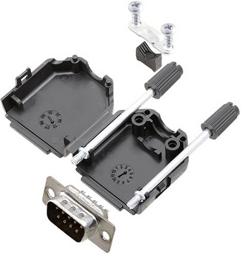 TRU COMPONENTS TCDPPK09BKDBPK 7708672K D-SUB Stiftleisten-Set 180° Polzahl: 9 Lötkelch