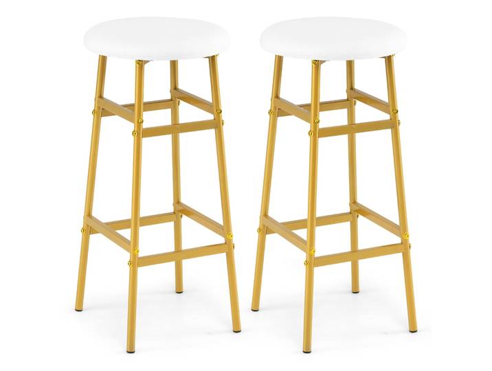 Costway Tabourets De Bar Lot De 2\, Repose-pied\, Charge 150 Kg (blanc)
