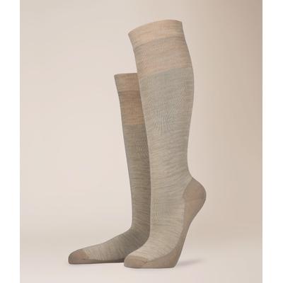 Kniestrümpfe KUNERT "WARM UP", Damen, Gr. 39-42, beige (beige, meliert), Materialmix, Socken Kniestrümpfe, Wärmende Strick-Kniestrümpfe