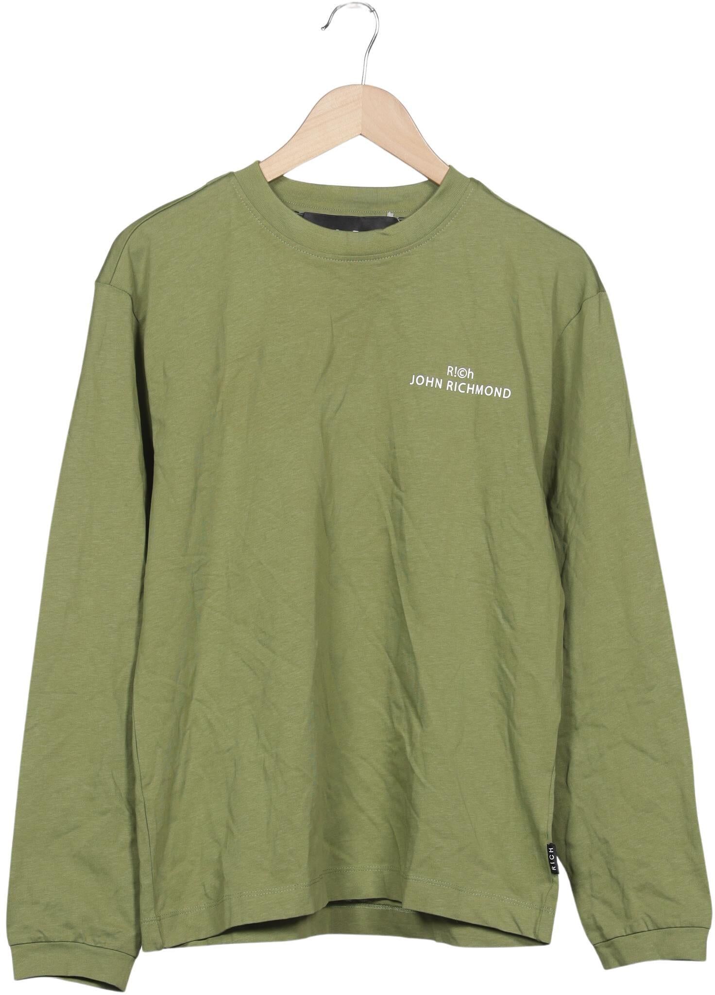 John Richmond Herren Langarmshirt, Grün, Gr. S, Baumwolle - Second Hand