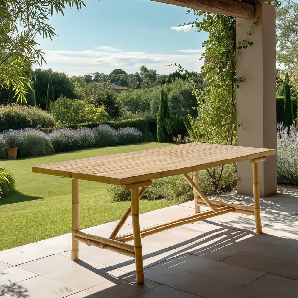 MACABANE Table à manger en bambou 180x80cm Marron 180x75x80cm