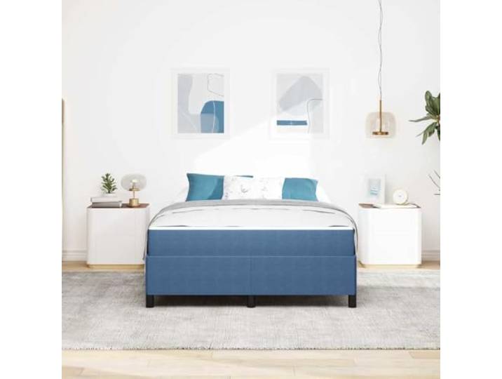 KTHLBRH Doppelbett Blau 160 x 200 cm mit Matratze Rahmen aus Holz, atmungsaktives Gewebe, Taschenfedern, Tragkraft 280 kg