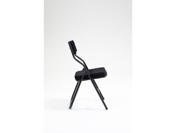 Chaises Pliantes - Lot de 2 - Coussin Velours - Cadre Métal - Noir