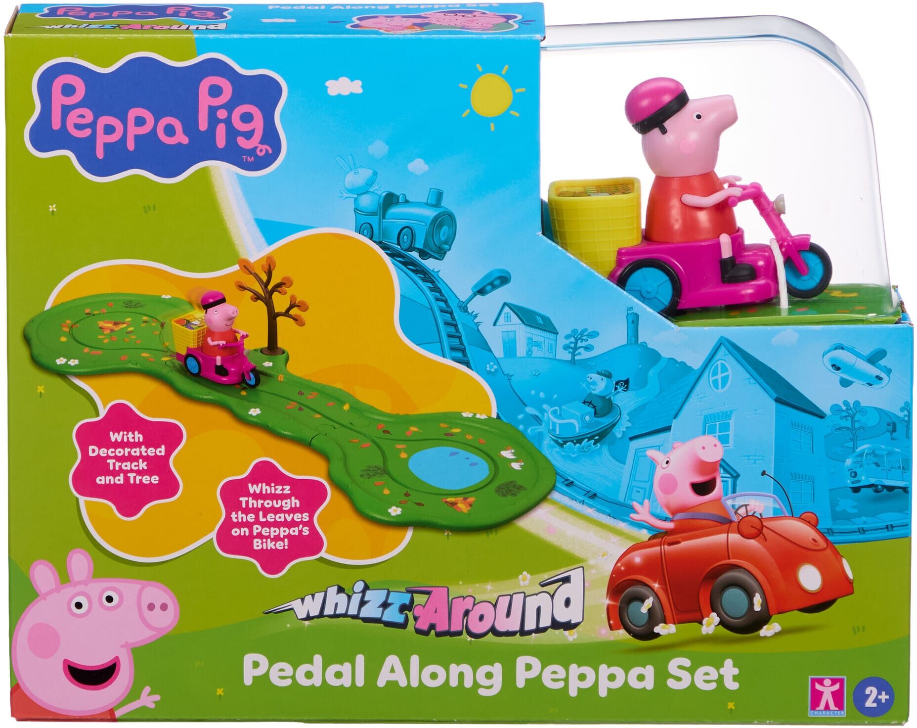 Character Options Peppa Pig Whizz Around Pedal Along Peppa Set - Motorised Playset with Bright Pink Bike and Track Pieces for Kids