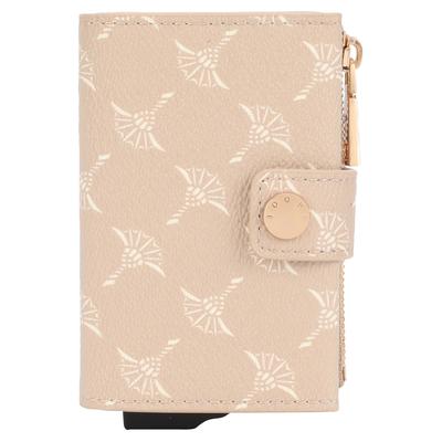 Kartenetui JOOP "cortina 1.0 c-four e-cage sv8", Damen, beige (natur), Lederimitat, bedruckt, Kleinlederwaren, Damen Geldbörse, Portemonnaie, mit Reißverschluss-Münzfach