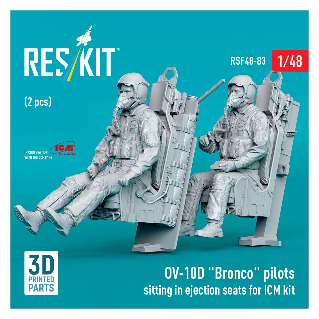 ResKit OV-10D Bronco pilots sitting in ejection seats for ICM kit (2 pcs) (3D Printed) (RSF48-0083)