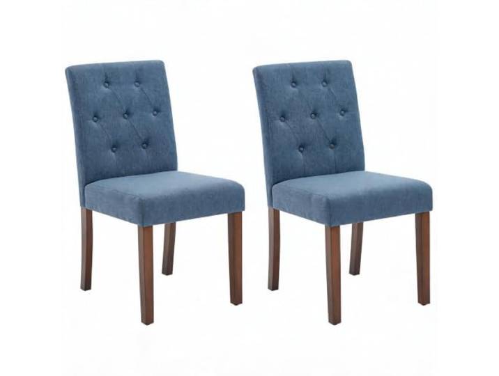 Gepolsterte Esszimmerstühle 2er Set – Moderne Stühle mit hohem Rücken, gepolstertem Sitz und Rückenlehne – Stabile Holzbeine, ergonomisch & komfortabel – Mit Ziernägeln, Leinenstoff – 2er-Pack Leinen