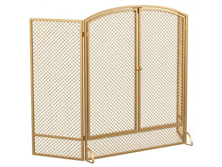 Homcom Kaminschutzgitter Metall Goldfarben, 10x75x122 cm, Kleinmöbel, Kamine & Zubehör