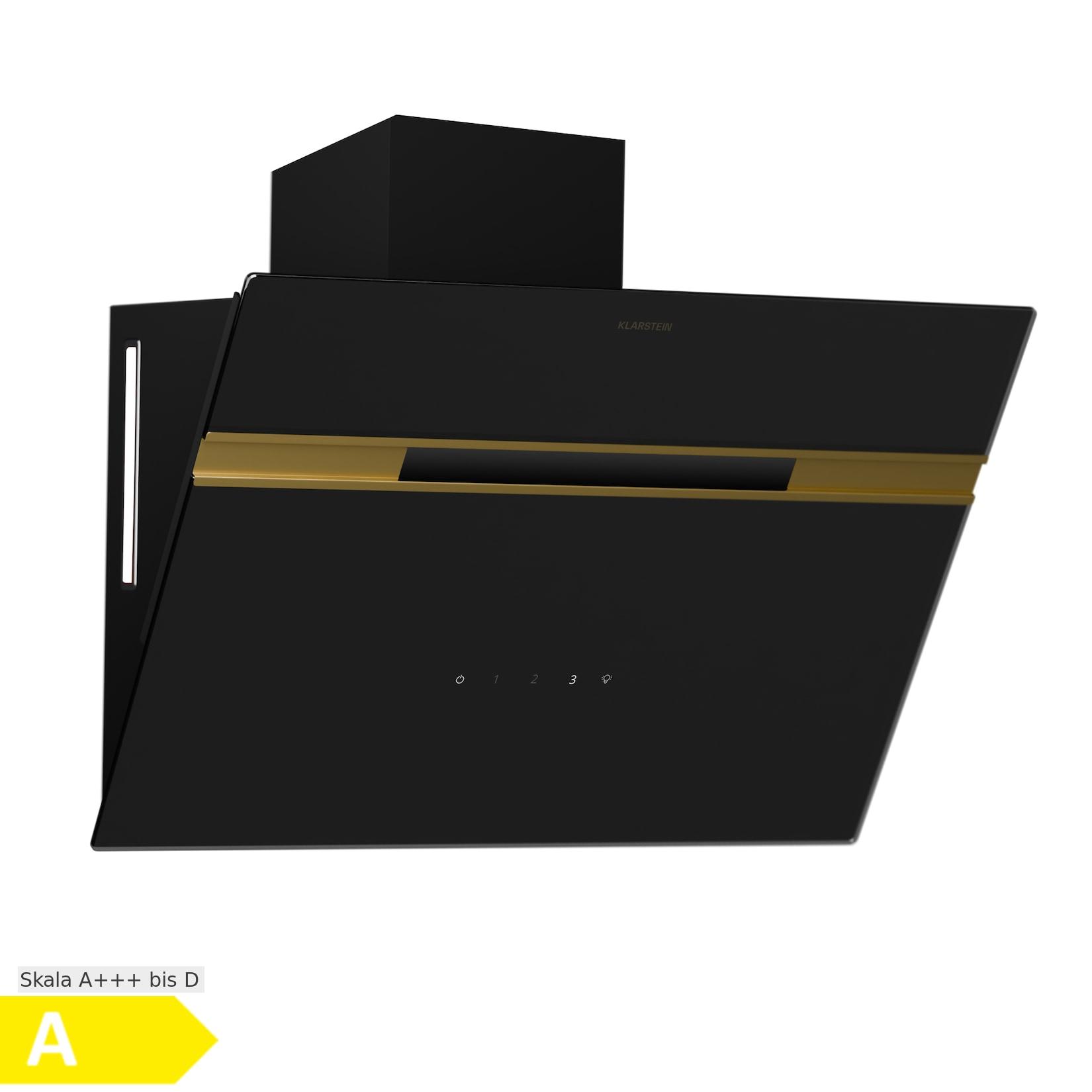 Alina Dunstabzugshaube EEK A Touch LED-Beleuchtung Abluft/Umluft 600 m³/h Schwarz/Antik-Gold-Metallic