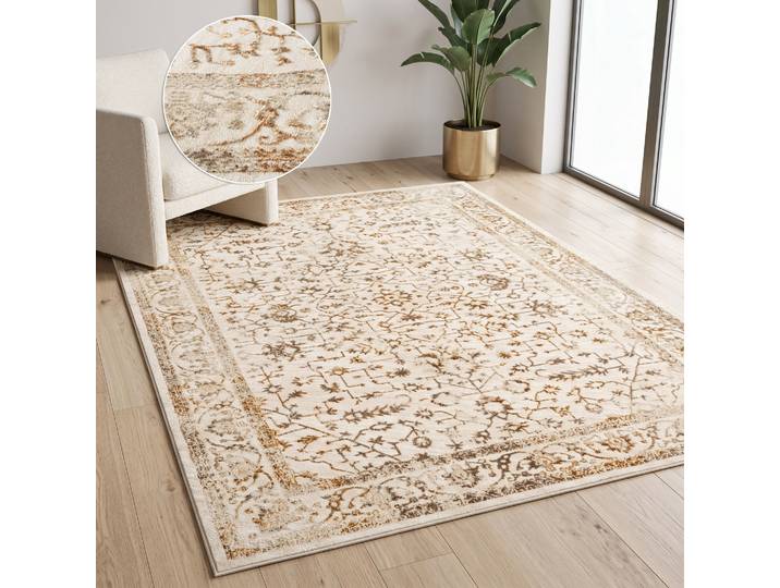 Teppich GOODPRODUCT Amira, orientalisches Design , beige (rostbr, beige), B:240cm H:11mm L:320cm, Kunstfaser, Teppiche, Teppich, mit Bordüre, elegant, Vintage Optik, Wohnzimmer, Schlafzimmer