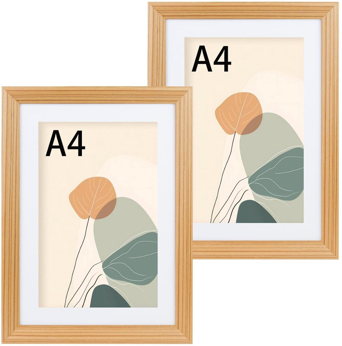 Dailygoods Andiker A4 Fotolijst, 2 stuks, Hout, Naturel, voor Wand of Tafel
