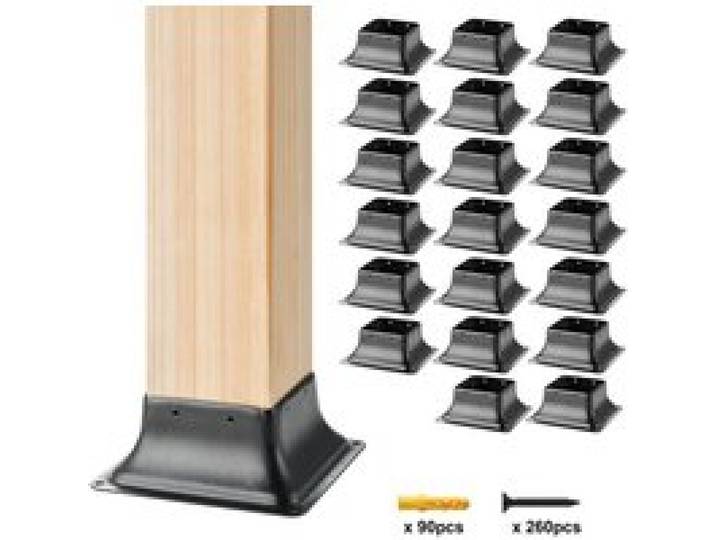 VEVOR Lot de 20 Support de Poteau Bois 4''x4'' 102x102 mm Base de Poteau Interne 91,4x91,4 mm en Acier au Carbone pour Ancrage de Poteau Bois Standard de Rambarde, Main Courante de Terrasse, Porche