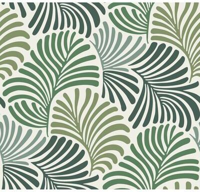Scott Living Trousdale Green Fanning Flora Wallpaper