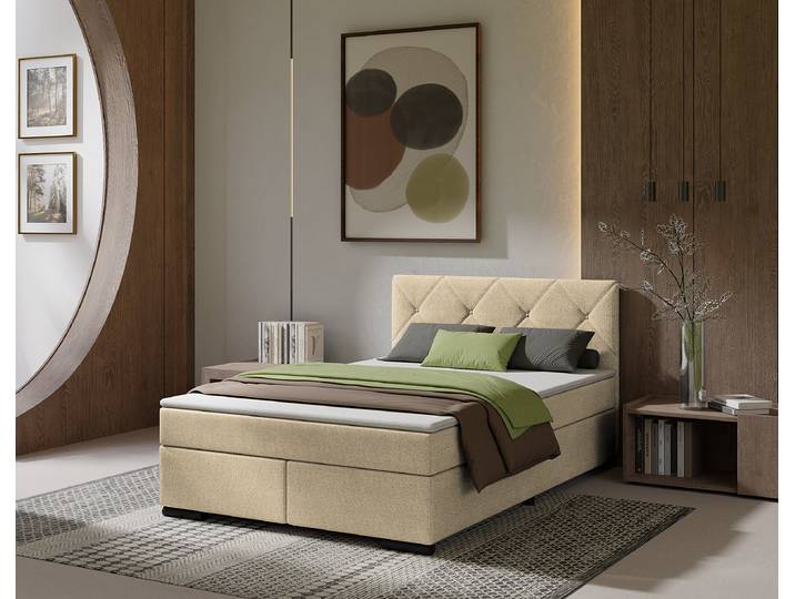 Boxspring-/Familienbett Rheem Typ C 140 x 200cm Webstoff Mavie Beige