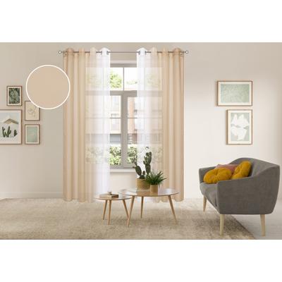 Gardine OTTO HOME "Nivva", beige (sand), B:140cm H:225cm, Polyester, Gardinen, Gardine, Transparent, Ösen- Aufhängung, Pflegeleicht, 2er Set